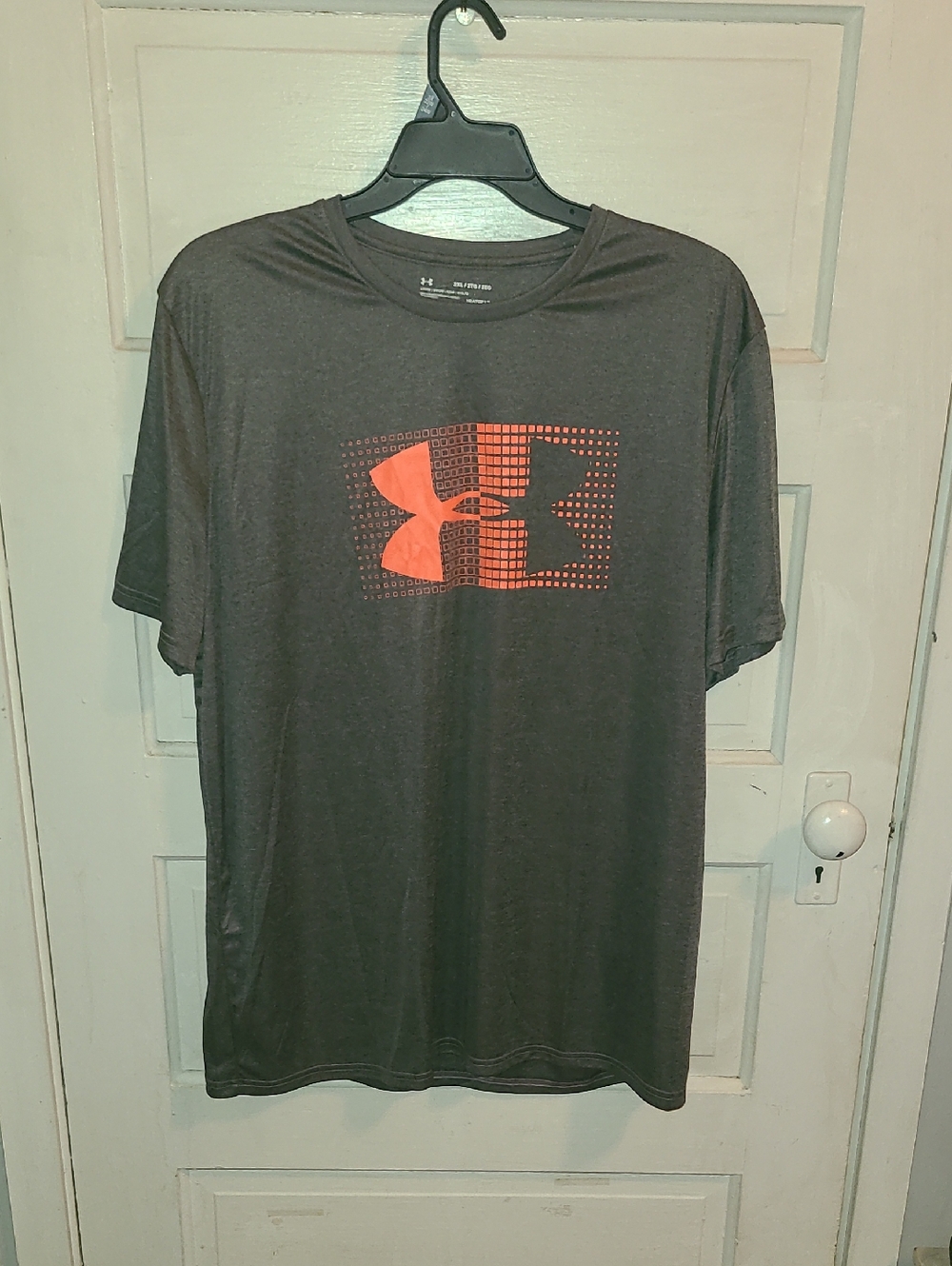 Under Armour Dark Gray Short Sleeve Tee with Orange Logo